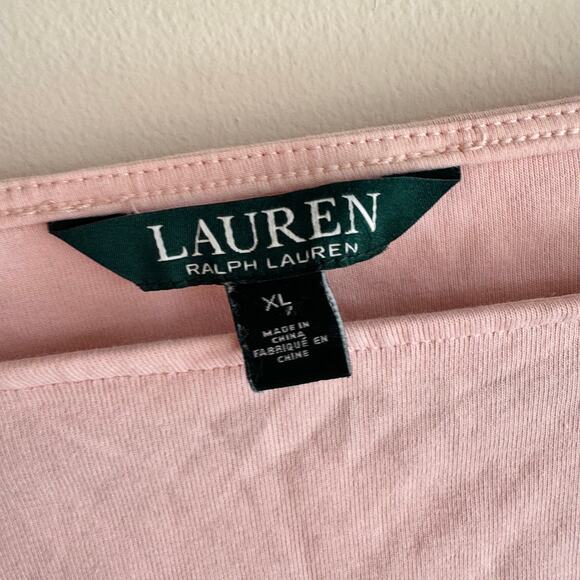 Lauren Ralph Lauren Light Pink Boatneck Knit Top Button Side Long Sleeve Sz XL - Picture 3 of 5